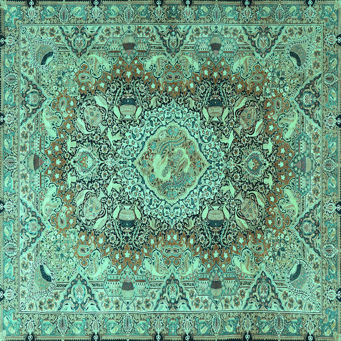 Square Persian Turquoise Traditional Rug, tr4215turq