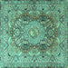 Square Persian Turquoise Traditional Rug, tr4215turq