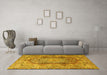 Machine Washable Persian Yellow Traditional Rug in a Living Room, wshtr4215yw