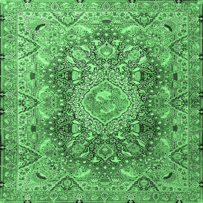 Square Persian Emerald Green Traditional Rug, tr4215emgrn