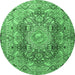 Round Persian Emerald Green Traditional Rug, tr4215emgrn