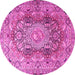 Round Persian Pink Traditional Rug, tr4215pnk