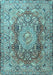 Machine Washable Persian Light Blue Traditional Rug, wshtr4215lblu