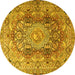 Round Persian Yellow Traditional Rug, tr4215yw