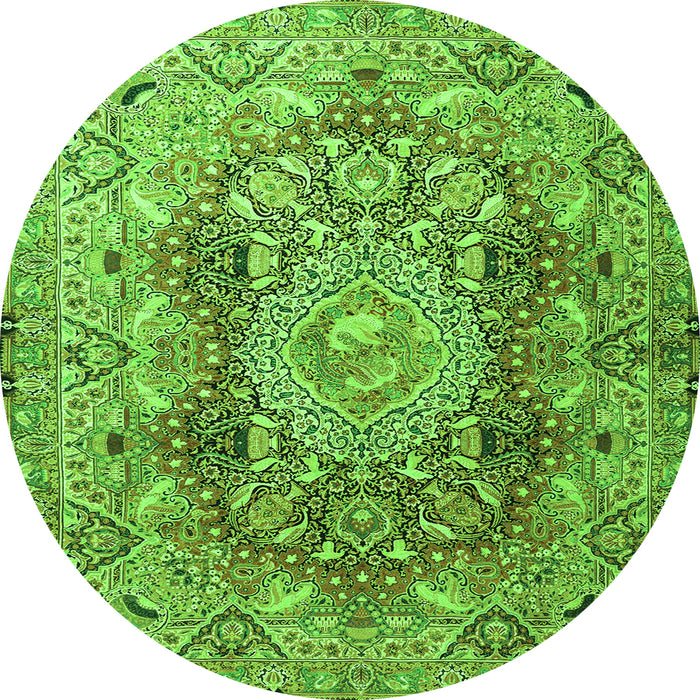Square Persian Green Traditional Rug, tr4215grn