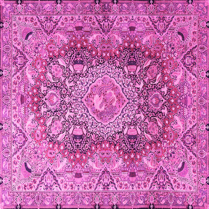 Square Machine Washable Persian Pink Traditional Rug, wshtr4215pnk