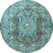 Round Persian Light Blue Traditional Rug, tr4215lblu