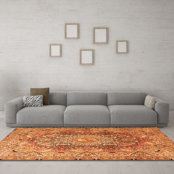 Machine Washable Persian Orange Traditional Area Rugs in a Living Room, wshtr4215org