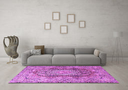 Machine Washable Persian Purple Traditional Area Rugs in a Living Room, wshtr4215pur