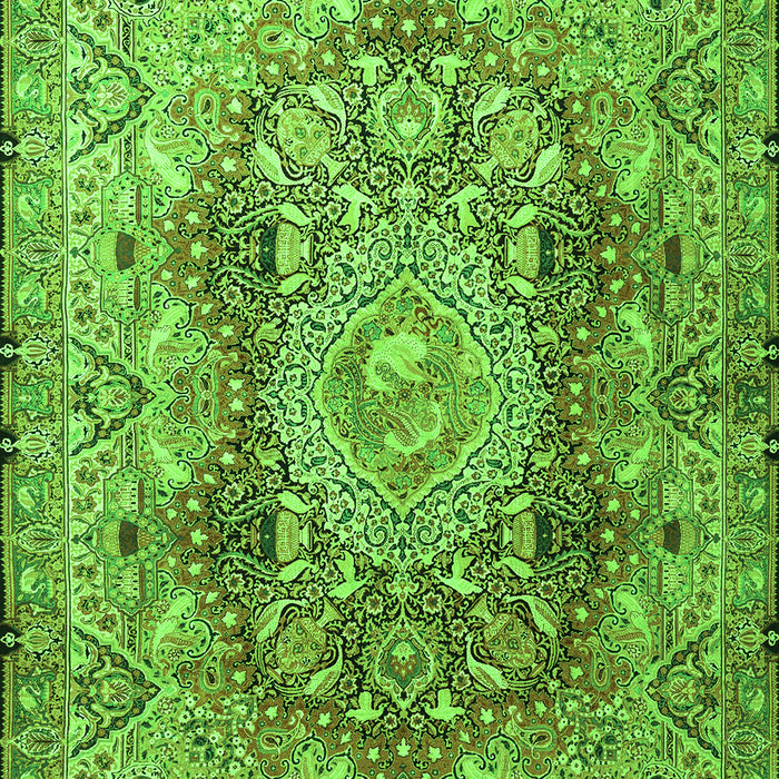 Serging Thickness of Machine Washable Persian Green Traditional Area Rugs, wshtr4215grn