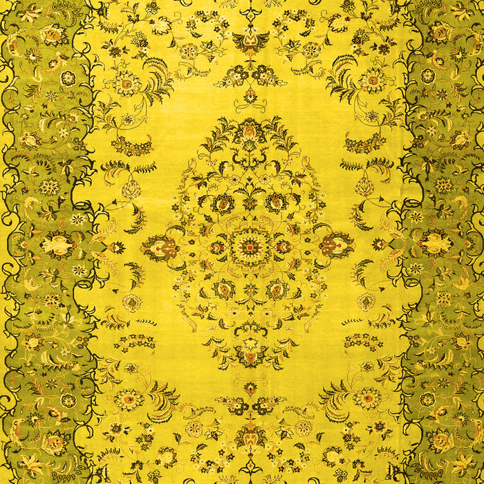 Machine Washable Persian Yellow Traditional Rug, wshtr4216yw