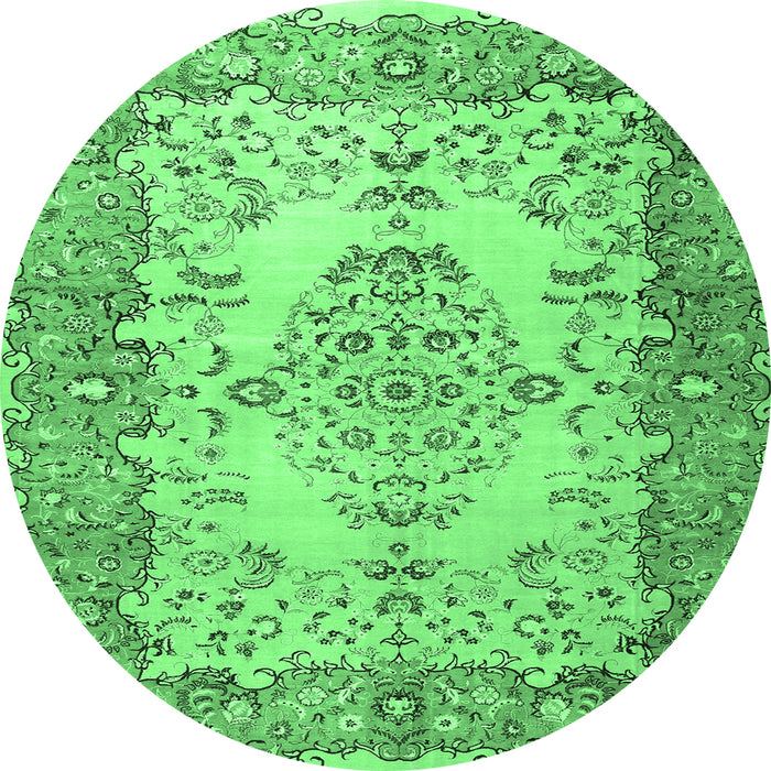 Round Persian Emerald Green Traditional Rug, tr4216emgrn