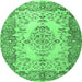 Round Persian Emerald Green Traditional Rug, tr4216emgrn