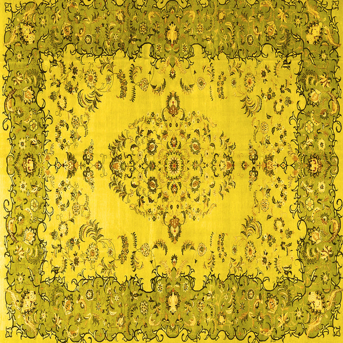 Square Machine Washable Persian Yellow Traditional Rug, wshtr4216yw