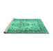 Sideview of Machine Washable Persian Turquoise Traditional Area Rugs, wshtr4216turq