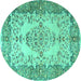 Round Persian Turquoise Traditional Rug, tr4216turq
