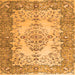 Round Machine Washable Persian Orange Traditional Area Rugs, wshtr4216org