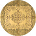 Round Persian Brown Traditional Rug, tr4216brn