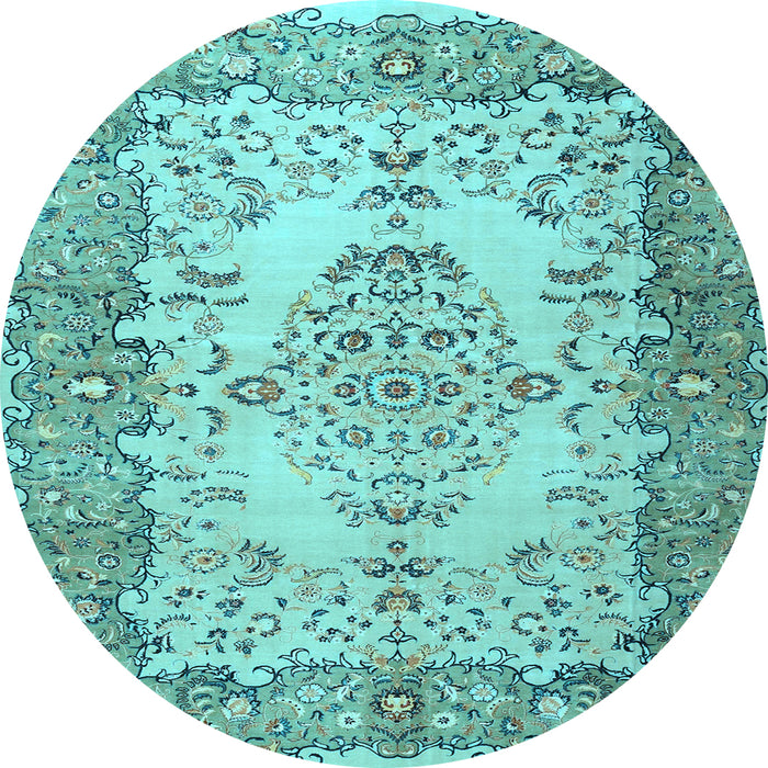 Round Persian Light Blue Traditional Rug, tr4216lblu