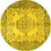 Round Persian Yellow Traditional Rug, tr4216yw