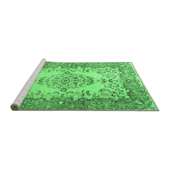 Sideview of Machine Washable Persian Emerald Green Traditional Area Rugs, wshtr4216emgrn