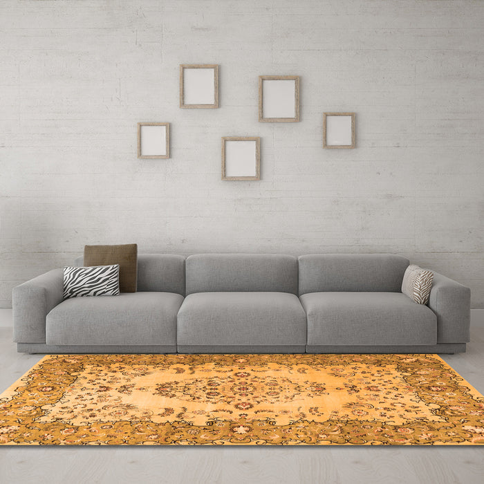 Machine Washable Persian Orange Traditional Area Rugs in a Living Room, wshtr4216org