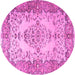 Round Machine Washable Persian Pink Traditional Rug, wshtr4216pnk