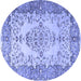 Round Machine Washable Persian Blue Traditional Rug, wshtr4216blu