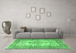 Machine Washable Persian Emerald Green Traditional Area Rugs in a Living Room,, wshtr4216emgrn