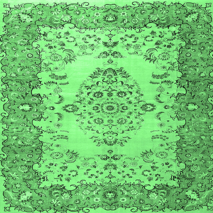 Square Persian Emerald Green Traditional Rug, tr4216emgrn