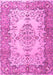 Machine Washable Persian Pink Traditional Rug, wshtr4216pnk