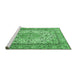 Sideview of Machine Washable Medallion Emerald Green Traditional Area Rugs, wshtr4217emgrn