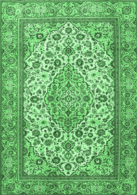 Medallion Emerald Green Traditional Rug, tr4217emgrn