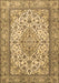 Machine Washable Medallion Brown Traditional Rug, wshtr4217brn