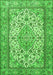 Serging Thickness of Machine Washable Medallion Green Traditional Area Rugs, wshtr4217grn