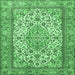 Square Machine Washable Medallion Emerald Green Traditional Area Rugs, wshtr4217emgrn