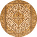 Machine Washable Medallion Orange Traditional Area Rugs, wshtr4217org