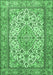 Machine Washable Medallion Emerald Green Traditional Area Rugs, wshtr4217emgrn