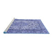 Sideview of Machine Washable Medallion Blue Traditional Rug, wshtr4217blu