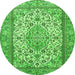 Machine Washable Medallion Green Traditional Area Rugs, wshtr4217grn