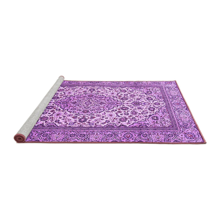 Sideview of Machine Washable Medallion Purple Traditional Area Rugs, wshtr4217pur