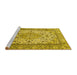 Sideview of Machine Washable Medallion Yellow Traditional Rug, wshtr4217yw