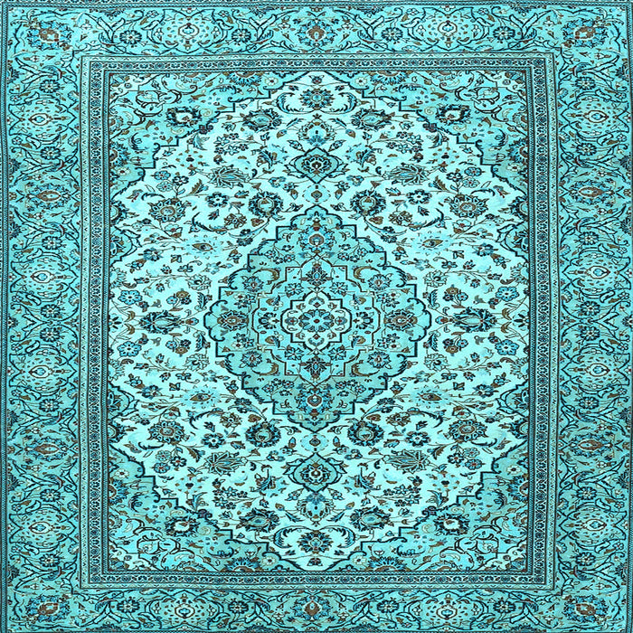 Square Medallion Light Blue Traditional Rug, tr4217lblu