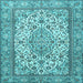 Square Medallion Light Blue Traditional Rug, tr4217lblu