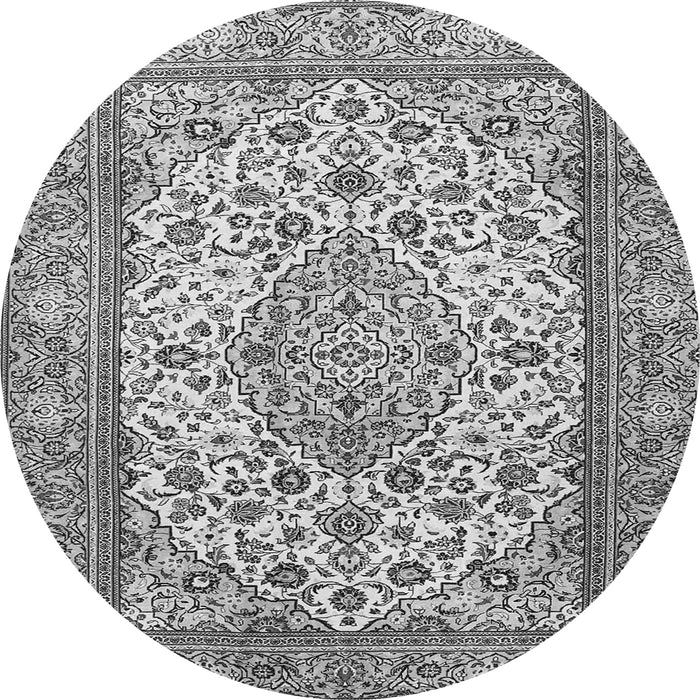 Machine Washable Medallion Gray Traditional Rug, wshtr4217gry