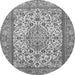 Machine Washable Medallion Gray Traditional Rug, wshtr4217gry