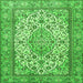 Round Machine Washable Medallion Green Traditional Area Rugs, wshtr4217grn