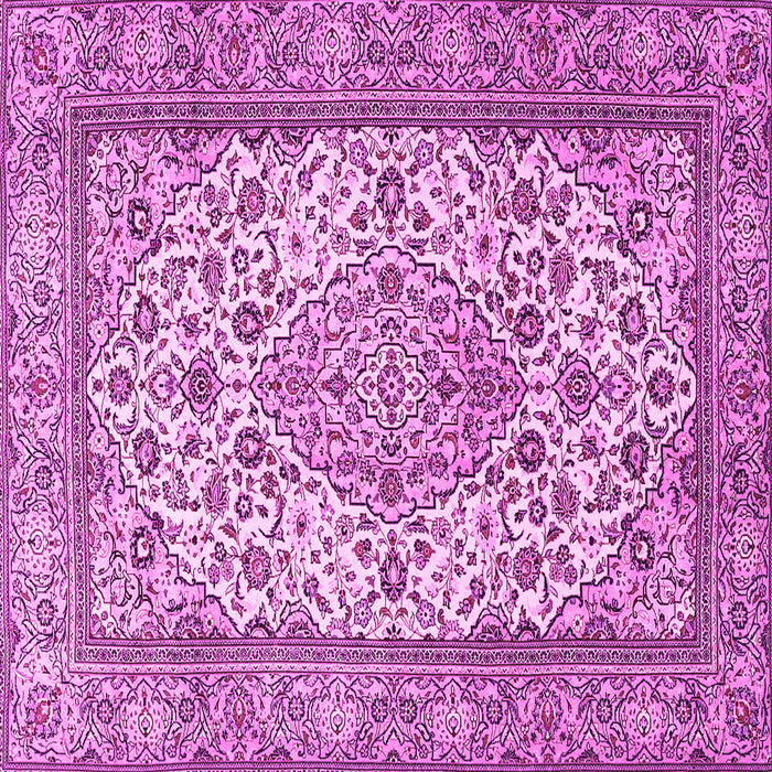 Square Machine Washable Medallion Pink Traditional Rug, wshtr4217pnk