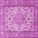 Square Machine Washable Medallion Pink Traditional Rug, wshtr4217pnk