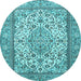 Round Medallion Light Blue Traditional Rug, tr4217lblu